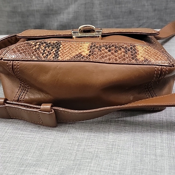 Cole Haan Snake-Print Brown Leather Mini Crossbody W/ Gold Hardware - Picture 11 of 11
